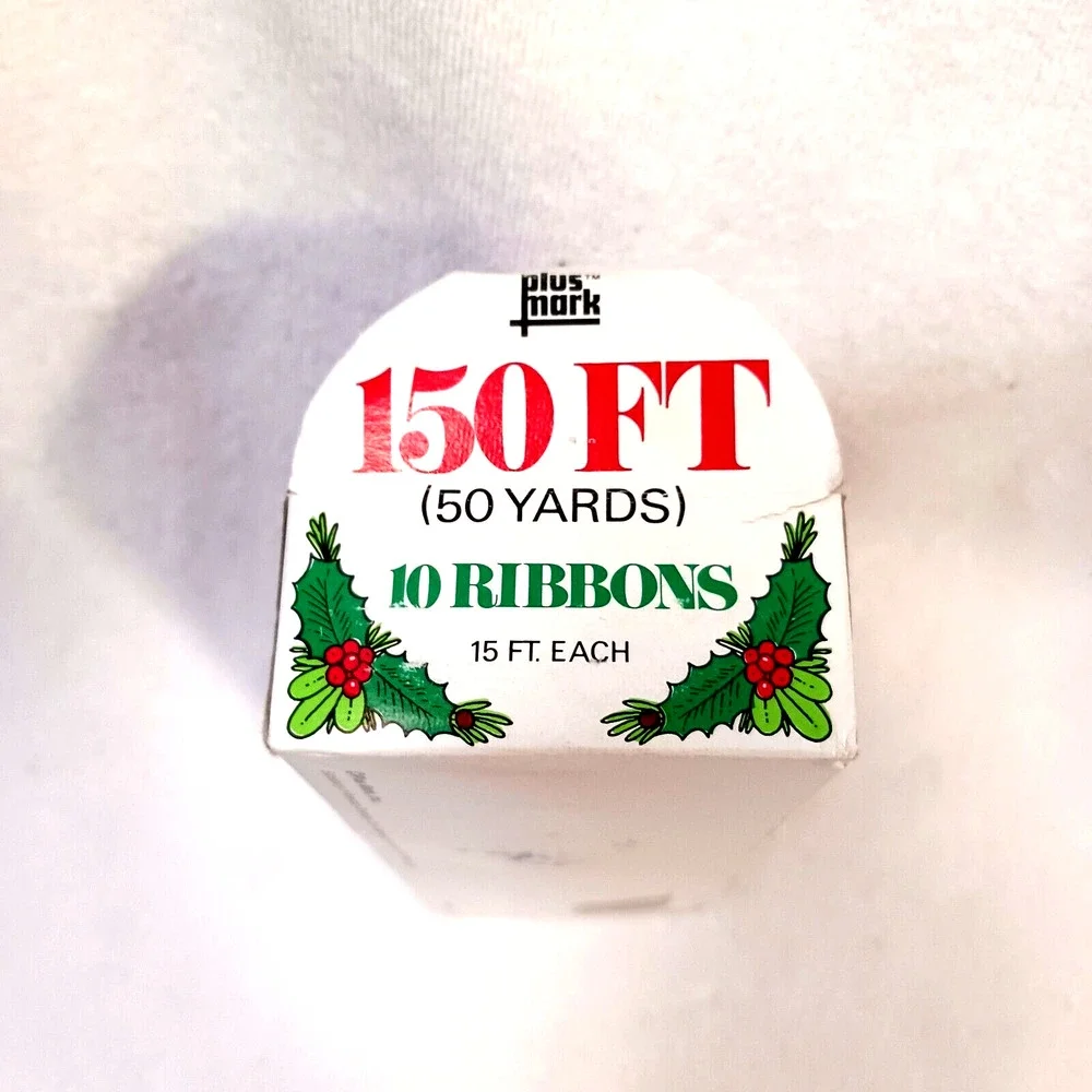 Vintage 1980s Christmas Ribbons 10 Rolls‎ 50 Yards Gift Wrap New in Box!!